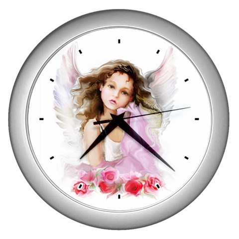 Angel Girl Wall Clock (Silver) from ArtsNow.com Front