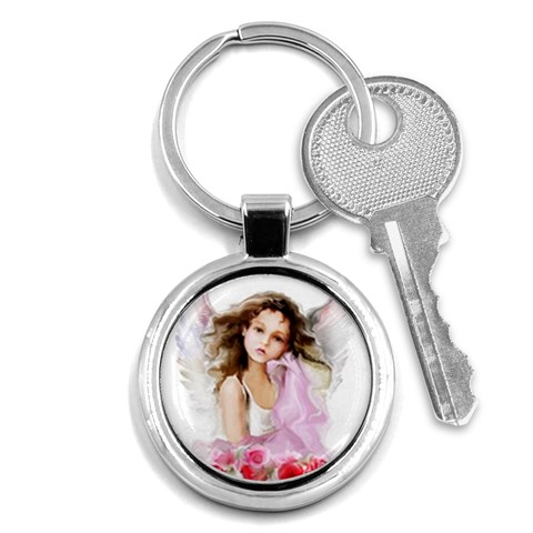 Angel Girl Key Chain (Round) from ArtsNow.com Front