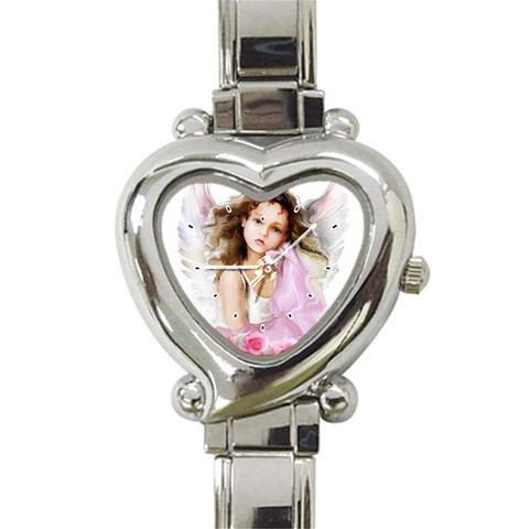 Angel Girl Heart Italian Charm Watch from ArtsNow.com Front