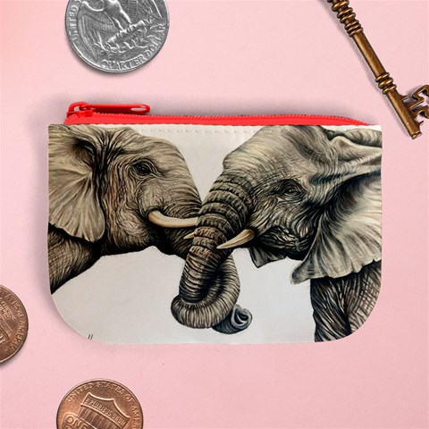 Two Elephants  Mini Coin Purse from ArtsNow.com Front