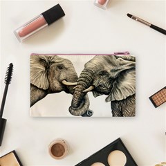 Two Elephants  Cosmetic Bag (Small) from ArtsNow.com Back