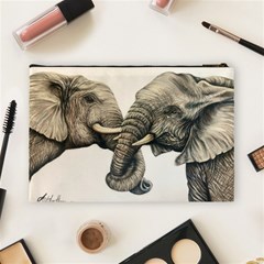 Two Elephants  Cosmetic Bag (Large) from ArtsNow.com Back