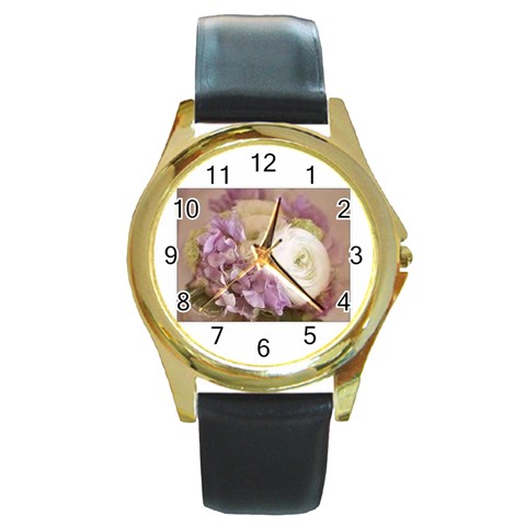 bouquet Round Gold Metal Watch from ArtsNow.com Front