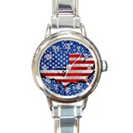 Usa-map-and-flag-on-cement-wall-texture-background-design-1591646654pet Round Italian Charm Watch