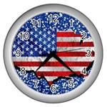 Usa-map-and-flag-on-cement-wall-texture-background-design-1591646654pet Wall Clock (Silver)