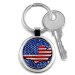 Usa-map-and-flag-on-cement-wall-texture-background-design-1591646654pet Key Chain (Round)