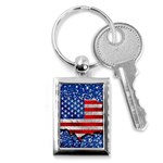 Usa-map-and-flag-on-cement-wall-texture-background-design-1591646654pet Key Chain (Rectangle)