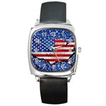 Usa-map-and-flag-on-cement-wall-texture-background-design-1591646654pet Square Metal Watch