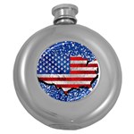 Usa-map-and-flag-on-cement-wall-texture-background-design-1591646654pet Round Hip Flask (5 oz)