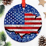 Usa-map-and-flag-on-cement-wall-texture-background-design-1591646654pet Round Ornament (Two Sides)