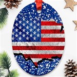 Usa-map-and-flag-on-cement-wall-texture-background-design-1591646654pet Oval Ornament (Two Sides)