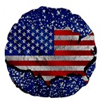 Usa-map-and-flag-on-cement-wall-texture-background-design-1591646654pet Large 18  Premium Flano Round Cushions