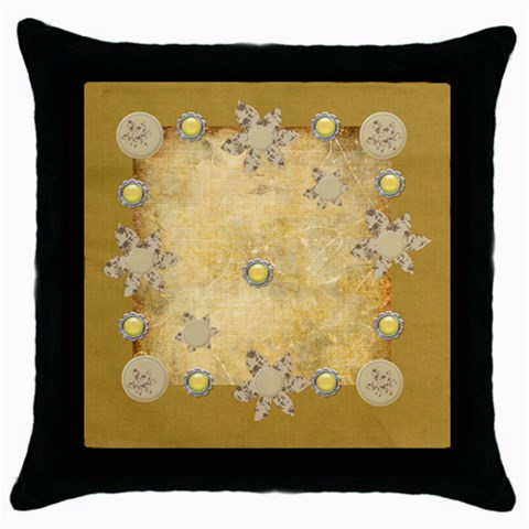 Pillow Happy Throw Pillow Case (Black) from ArtsNow.com Front