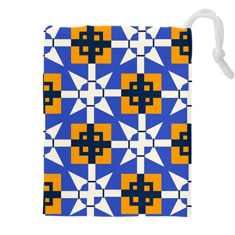 Shapes on a blue background                                                       Drawstring Pouch (5XL) from ArtsNow.com Front