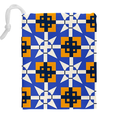 Shapes on a blue background                                                       Drawstring Pouch (5XL) from ArtsNow.com Back