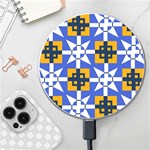 Shapes on a blue background                                                     Wireless Fast Charger