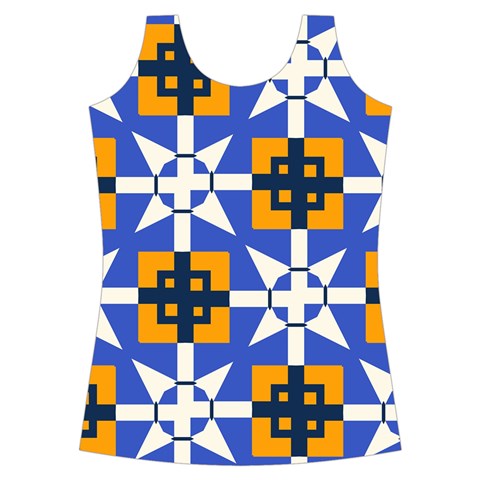 Shapes on a blue background                                                          Criss cross Back Tank Top from ArtsNow.com Front