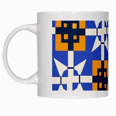 Shapes on a blue background                                                           White Mug from ArtsNow.com Left