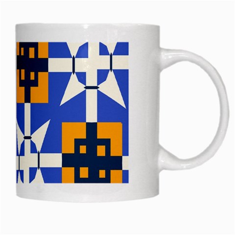 Shapes on a blue background                                                           White Mug from ArtsNow.com Right