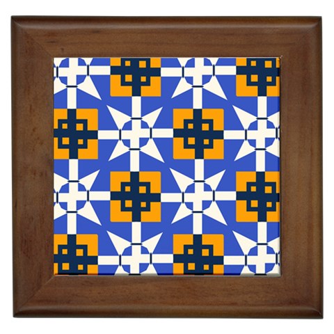 Shapes on a blue background                                                           Framed Tile from ArtsNow.com Front