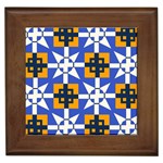 Shapes on a blue background                                                           Framed Tile