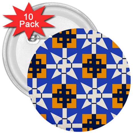 Shapes on a blue background                                                           3  Button (10 pack) from ArtsNow.com Front