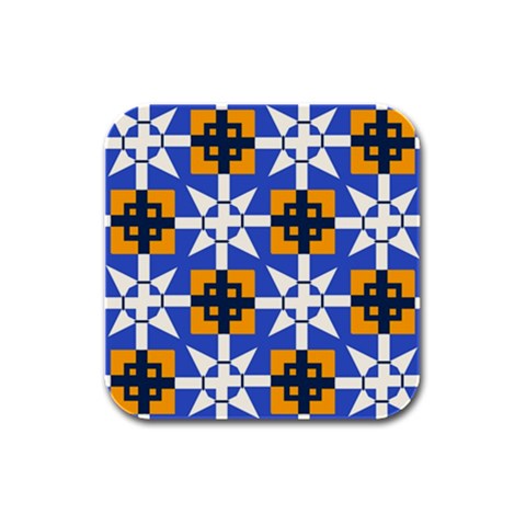 Shapes on a blue background                                                           Rubber Square Coaster (4 pack from ArtsNow.com Front