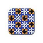 Shapes on a blue background                                                           Rubber Square Coaster (4 pack