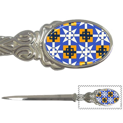 Shapes on a blue background                                                           Letter Opener from ArtsNow.com Front