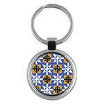 Shapes on a blue background                                                           Key Chain (Round)