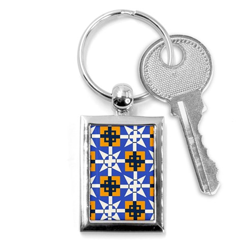 Shapes on a blue background                                                           Key Chain (Rectangle) from ArtsNow.com Front