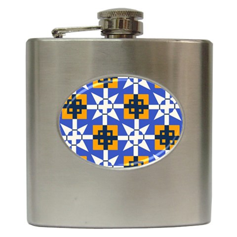 Shapes on a blue background                                                           Hip Flask (6 oz) from ArtsNow.com Front