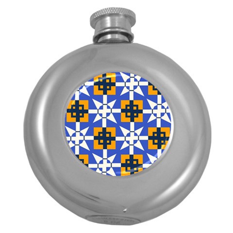 Shapes on a blue background                                                           Hip Flask (5 oz) from ArtsNow.com Front