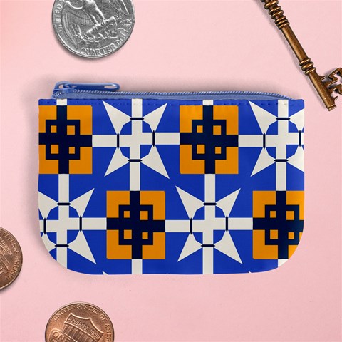 Shapes on a blue background                                                          Mini Coin Purse from ArtsNow.com Front