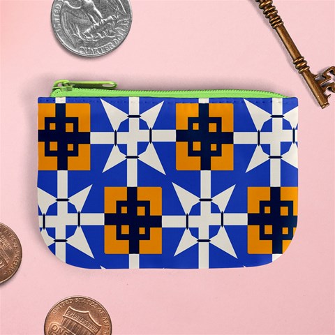 Shapes on a blue background                                                          Mini Coin Purse from ArtsNow.com Front