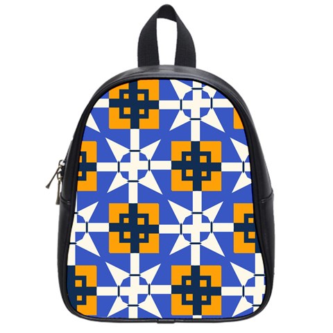 Shapes on a blue background                                                           School Bag (Small) from ArtsNow.com Front