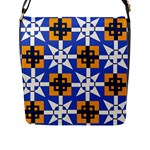 Shapes on a blue background                                                           Flap Closure Messenger Bag (L)