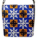 Shapes on a blue background                                                           Flap Closure Messenger Bag (S)