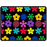 Colorful flowers on a black background pattern                                                           Fleece Blanket