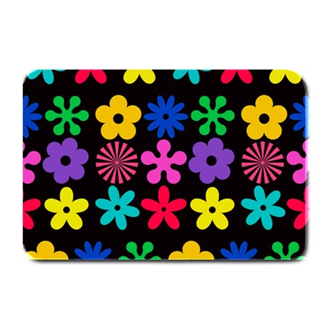 Colorful flowers on a black background pattern                                                           Plate Mat from ArtsNow.com 18 x12  Plate Mat