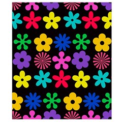 Colorful flowers on a black background pattern                                                         Waist Pouch (Large) from ArtsNow.com Back Strap