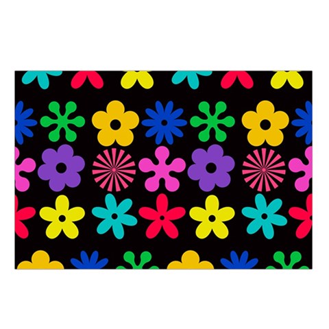 Colorful flowers on a black background pattern                                                         Waist Pouch (Large) from ArtsNow.com Loop