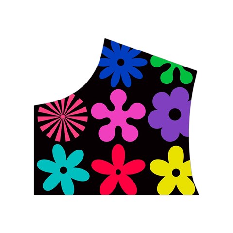 Colorful flowers on a black background pattern                                                         Women s Button Up Puffer Vest from ArtsNow.com Top Left