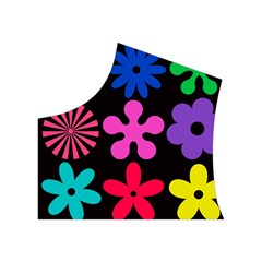 Colorful flowers on a black background pattern                                                         Women s Button Up Puffer Vest from ArtsNow.com Top Left