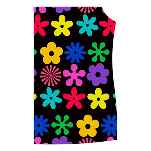 Colorful flowers on a black background pattern                                                         Women s Button Up Puffer Vest from ArtsNow.com Front Left