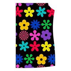 Colorful flowers on a black background pattern                                                         Women s Button Up Puffer Vest from ArtsNow.com Front Left