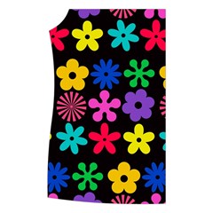 Colorful flowers on a black background pattern                                                         Women s Button Up Puffer Vest from ArtsNow.com Front Right