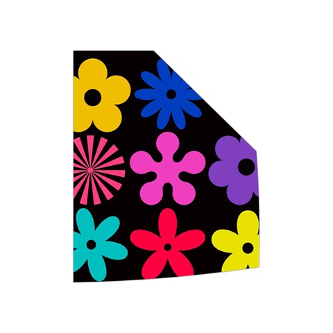 Colorful flowers on a black background pattern                                                         Women s Button Up Puffer Vest from ArtsNow.com Left Pocket