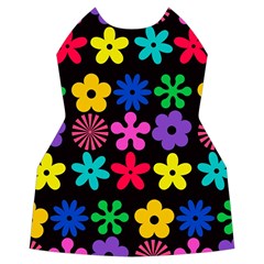 Colorful flowers on a black background pattern  Women s Long Sleeve Raglan Tee from ArtsNow.com Front