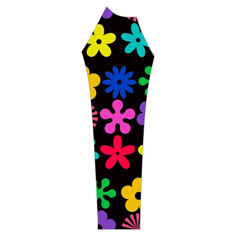 Colorful flowers on a black background pattern  Women s Long Sleeve Raglan Tee from ArtsNow.com Sleeve Right